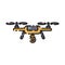 Cute Yellow Drone Flat Design Cartoon