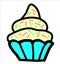 Cute yellow frosted cupcake illustration