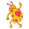 Cute yellow ladybug, doodle icon image kawaii