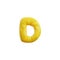Cute yellow letter D plasticine art, realistic 3D vector icon on white