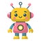 Cute yellow and pink robot