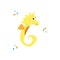 Cute yellow seahorse isolated vector illustration