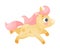 Cute Yellow Unicorn with Twisted Horn and Pink Mane Jumping Vector Illustration