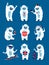 Cute yeti bigfoot monsters vector set.