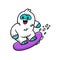 Cute Yeti Snowboarding Cartoon Vector Icon Illustration