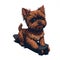 cute yorkie dog puppy on skateboard generative AI funny cartoon style illustration