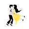 Cute young couple dancing latin. Minimalistic simple stylish illustration with boy and girl at a school prom