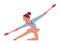 Cute Young Girl Gymnast Character Twirls And Moves With Elegance, Captivating Audiences, Vector Illustration