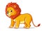 Cute young lion stands on a white background