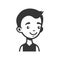 Cute Young Man Avatar. Cartoon Monochrome Userpic. Vector