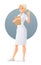 Cute young nurse showing ok sign gesture. Cartoon vector illustration on white background.