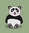 Cute and young panda sitting with a smile on a green background - vector