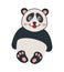Cute young panda sitting with a smile on a white background - vector