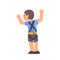 Cute Young Rock Climber, Back View of Boy Practicing Extreme Sport, Having Fun in Adventure Park Cartoon Style Vector