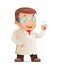 Cute Young Scientist Test-tube Icon Retro 3d Cartoon Design Character Vector Illustration