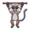 Cute zanzibar red colobus monkey cartoon hanging on tree