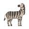 Cute Zebra African Animal, Wild Herbivore Jungle Animal Cartoon Vector Illustration