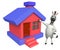 Cute Zebra cartoon character with home icon