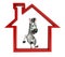 Cute Zebra cartoon character with home sign