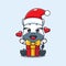 Cute zebra with christmas gift. Cute christmas cartoon character illustration.