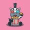 Cute zebra eating popcorn and watch 3d movie