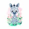 Cute zebra. Hand painted watercolor illustration