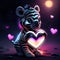 Cute Zebra hugging heart Illustration of a cute zebra with a heart in his hand AI Generated