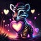Cute Zebra hugging heart Zebra with heart. Cute cartoon animal. Vector illustration. AI Generated