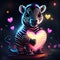 Cute Zebra hugging heart Zebra with a heart in his hands. Vector illustration of a zebra. AI Generated