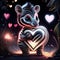Cute Zebra hugging heart Zebra with heart. Valentine\'s Day. 3D rendering. generative AI