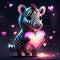 Cute Zebra hugging heart Zebra with a heart. Valentine\'s Day. Vector illustration. AI Generated