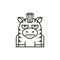 Cute zebra icon on white background