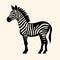 Cute Zebra Silhouette On Beige Background - Simplified Vector Drawing