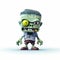 Cute Zombie 3d Logo With Action-packed Cartoon Style