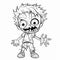 Cute Zombie Coloring Pages: Dark Orange And Light Green Style