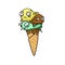 Cute zombie ice cream with eyes and mouth