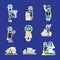 Cute zombie isolated sticker collection