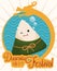 Cute Zongzi in Button with a Dragon for Duanwu Festival, Vector Illustration