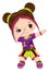 Cuter Little Girl Dabbing. Brunette Little Girl Dancing Hip Hop. Vector Dabbing Girl