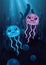 Cutes blue and lila jellyfish