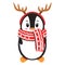 Cutes Penguin with scraf & deer horn