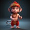 cutest 3d image of little Hanuman on dark background generative AI