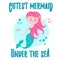 Cutest mermaid under the sea. Vector illustration