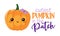 Cutest pumpkin in the patch - Hand drawn pretty  pumpkin girl with quote.