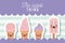 The cutest thing poster with ice creams cones and ice cream palette over lines colorful background