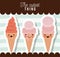 The cutest thing poster with ice creams cones over lines colorful background