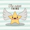 The cutest thing poster of star with wings and lines colorful background