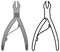 Cuticle nipper in colored and line versions