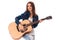 Cutie brunette woman with guitar