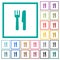 Cutlery flat color icons with quadrant frames